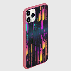 Чехол iPhone 11 Pro матовый Киберпанк полосы розовые и жёлтые, цвет: 3D-малиновый — фото 2