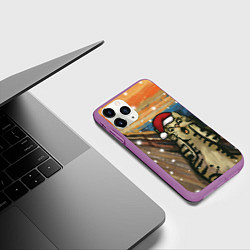 Чехол iPhone 11 Pro матовый Кот Крик - 2024, цвет: 3D-фиолетовый — фото 2