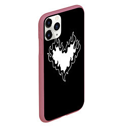 Чехол iPhone 11 Pro матовый Burning heart, цвет: 3D-малиновый — фото 2
