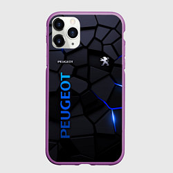 Чехол iPhone 11 Pro матовый Peugeot - плиты с эффектом свечения