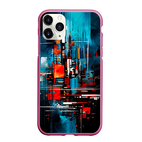 Чехол iPhone 11 Pro матовый Городская абстракция / 3D-Малиновый – фото 1