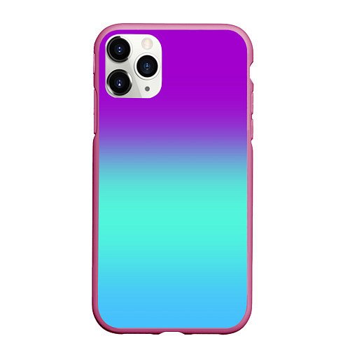 Чехол iPhone 11 Pro матовый Фиолетовый бирюзовый голубой неоновый градиент / 3D-Малиновый – фото 1