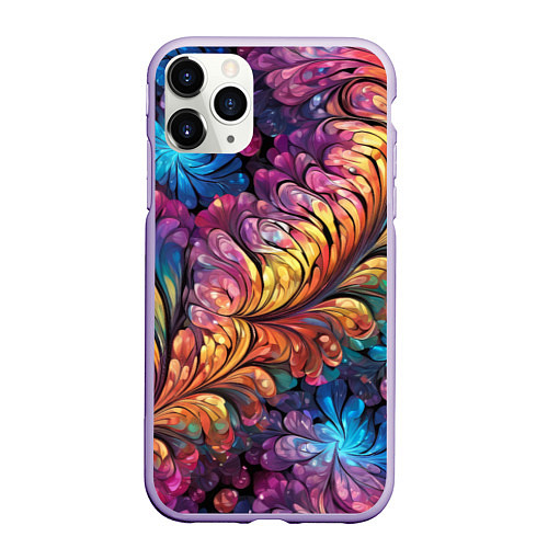 Чехол iPhone 11 Pro матовый Витиеватый разноцветный абстрактный узор / 3D-Светло-сиреневый – фото 1
