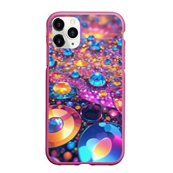 Чехол iPhone 11 Pro матовый Разноцветная декоративная абстракция, цвет: 3D-малиновый