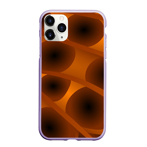 Чехол iPhone 11 Pro матовый Шоколадные овалы / 3D-Светло-сиреневый – фото 1