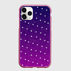Чехол iPhone 11 Pro матовый Звёзды на сиреневом, цвет: 3D-малиновый