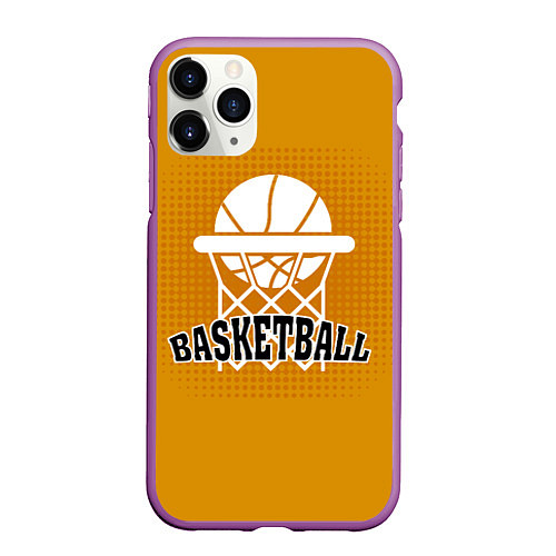 Чехол iPhone 11 Pro матовый Basketball - кольцо и мяч / 3D-Фиолетовый – фото 1