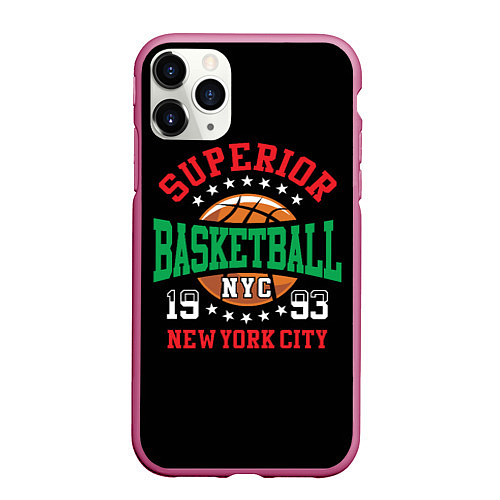 Чехол iPhone 11 Pro матовый Superior basketball / 3D-Малиновый – фото 1