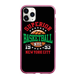 Чехол iPhone 11 Pro матовый Superior basketball, цвет: 3D-малиновый
