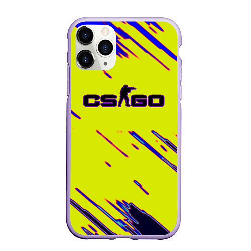 Чехол iPhone 11 Pro матовый Counter strike neon yellow / 3D-Светло-сиреневый – фото 1