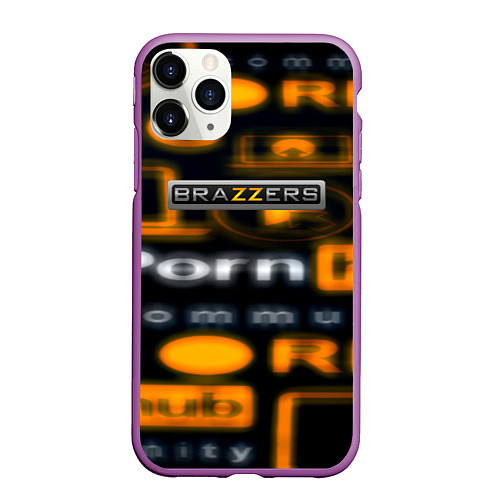 Чехол iPhone 11 Pro матовый Brazzers hub / 3D-Фиолетовый – фото 1