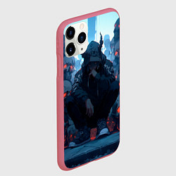 Чехол iPhone 11 Pro матовый Демон и черепа, цвет: 3D-малиновый — фото 2