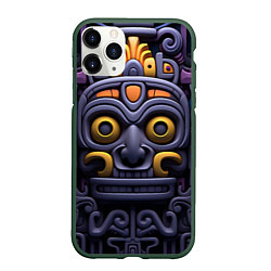 Чехол iPhone 11 Pro матовый Орнамент в стиле ацтеков, цвет: 3D-темно-зеленый