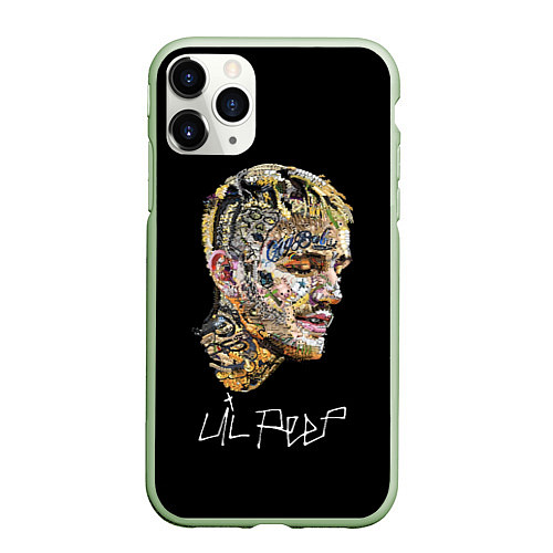 Чехол iPhone 11 Pro матовый Lil Peep mosaic rap / 3D-Салатовый – фото 1