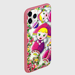 Чехол iPhone 11 Pro матовый Неваляшки в кокошниках, цвет: 3D-малиновый — фото 2