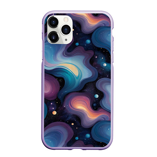 Чехол iPhone 11 Pro матовый Космические волны и звездная пыль / 3D-Светло-сиреневый – фото 1