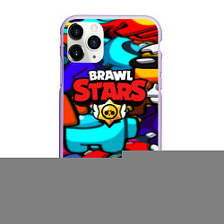 Чехол iPhone 11 Pro матовый Brawl stars mobile game brawlers, цвет: 3D-светло-сиреневый