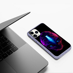 Чехол iPhone 11 Pro матовый UFO alien head, цвет: 3D-светло-сиреневый — фото 2