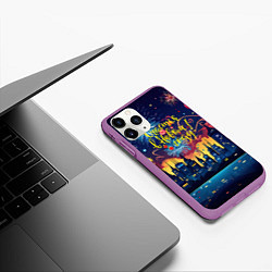 Чехол iPhone 11 Pro матовый Новогодний салют с новым годом, цвет: 3D-фиолетовый — фото 2