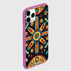 Чехол iPhone 11 Pro матовый Симметричный орнамент в славянском стиле, цвет: 3D-фиолетовый — фото 2