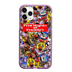 Чехол iPhone 11 Pro матовый Five Nights at Freddys все персонажы хоррора