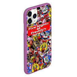 Чехол iPhone 11 Pro матовый Five Nights at Freddys все персонажы хоррора, цвет: 3D-фиолетовый — фото 2