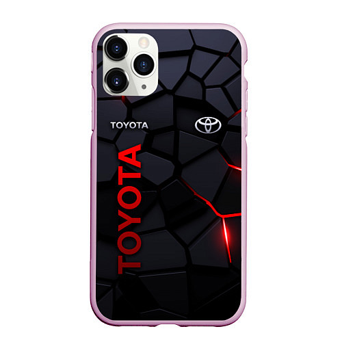 Чехол iPhone 11 Pro матовый Toyota - плиты с эффектом свечения / 3D-Розовый – фото 1