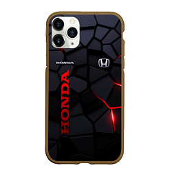 Чехол iPhone 11 Pro матовый Honda - плиты с эффектом свечения, цвет: 3D-коричневый