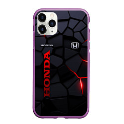 Чехол iPhone 11 Pro матовый Honda - плиты с эффектом свечения, цвет: 3D-фиолетовый