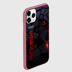 Чехол iPhone 11 Pro матовый Mitsubishi - плиты с эффектом свечения, цвет: 3D-малиновый — фото 2