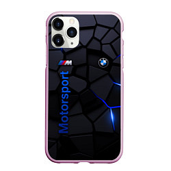 Чехол iPhone 11 Pro матовый BMW - плиты с эффектом свечения, цвет: 3D-розовый