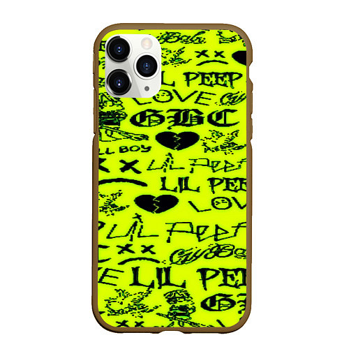 Чехол iPhone 11 Pro матовый Lil peep кислотный стиль / 3D-Коричневый – фото 1