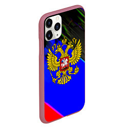 Чехол iPhone 11 Pro матовый Герб РФ патриотический стиль, цвет: 3D-малиновый — фото 2