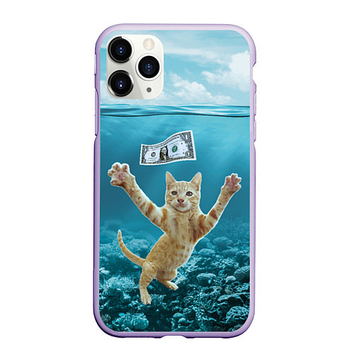 Чехол iPhone 11 Pro матовый Nirvana Cat / 3D-Светло-сиреневый – фото 1