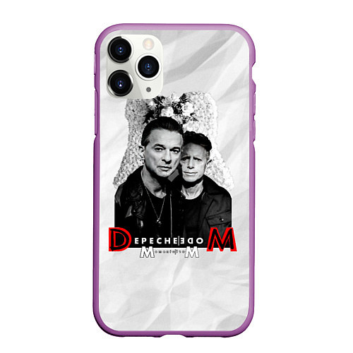 Чехол iPhone 11 Pro матовый Depeche Mode - Dave Gahan and Martin Gore с венком / 3D-Фиолетовый – фото 1