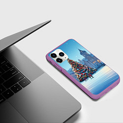Чехол iPhone 11 Pro матовый Городская новогодняя елка, цвет: 3D-фиолетовый — фото 2