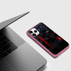 Чехол iPhone 11 Pro матовый Citroen - плиты с эффектом свечения, цвет: 3D-малиновый — фото 2