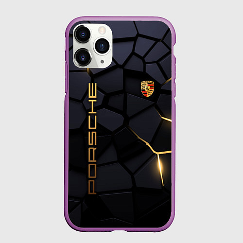 Чехол iPhone 11 Pro матовый Porsche - плиты с эффектом свечения / 3D-Фиолетовый – фото 1