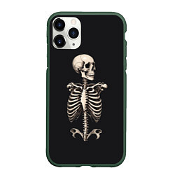 Чехол iPhone 11 Pro матовый Скелет улыбается, цвет: 3D-темно-зеленый