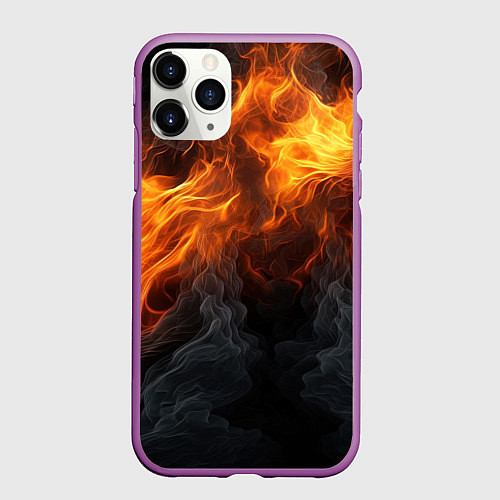 Чехол iPhone 11 Pro матовый Огонь и дым / 3D-Фиолетовый – фото 1