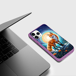 Чехол iPhone 11 Pro матовый Мистическая лиса тотем лисы, цвет: 3D-фиолетовый — фото 2