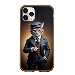 Чехол iPhone 11 Pro матовый Кот в стиле Томаса Шелби - Острые козырьки, цвет: 3D-коричневый