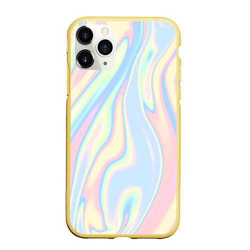 Чехол iPhone 11 Pro матовый Абстракция жёлто-голубой / 3D-Желтый – фото 1