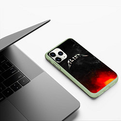 Чехол iPhone 11 Pro матовый Алина в стиле Металлики - искры и огонь, цвет: 3D-салатовый — фото 2