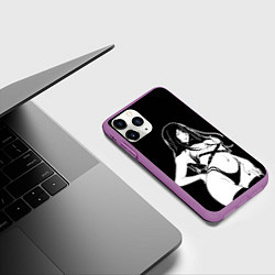 Чехол iPhone 11 Pro матовый Унохана на черном фоне, цвет: 3D-фиолетовый — фото 2