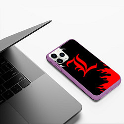 Чехол iPhone 11 Pro матовый Death note огонь аниме, цвет: 3D-фиолетовый — фото 2