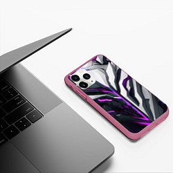 Чехол iPhone 11 Pro матовый Броня адская и райская фиолетовая, цвет: 3D-малиновый — фото 2