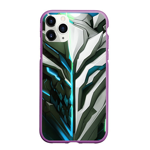 Чехол iPhone 11 Pro матовый Броня адская и райская синяя / 3D-Фиолетовый – фото 1