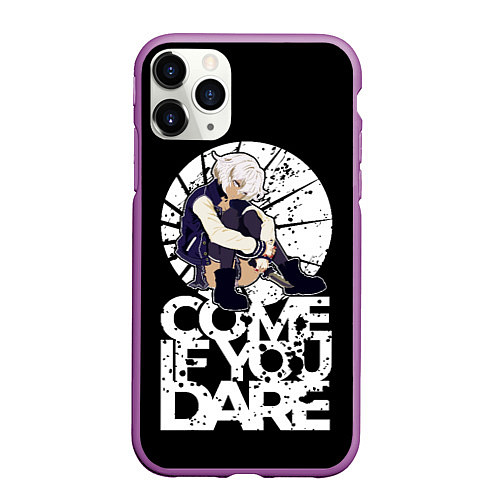 Чехол iPhone 11 Pro матовый If you dare anime girl / 3D-Фиолетовый – фото 1