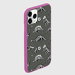 Чехол iPhone 11 Pro матовый Динозавры - скелеты, цвет: 3D-фиолетовый — фото 2